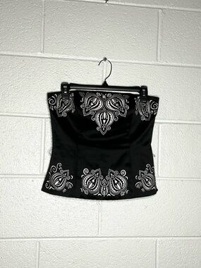 < White House Black Market Strapless Black/White Bustier Corset Top >